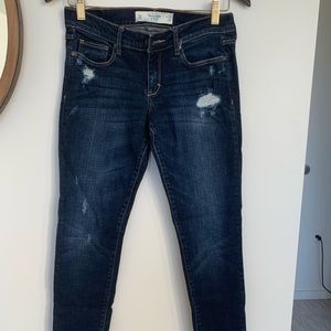 A&F DARK DISTRESSED DENIM JEANS